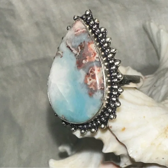 Larimar Natural Gemstone vintage Ring